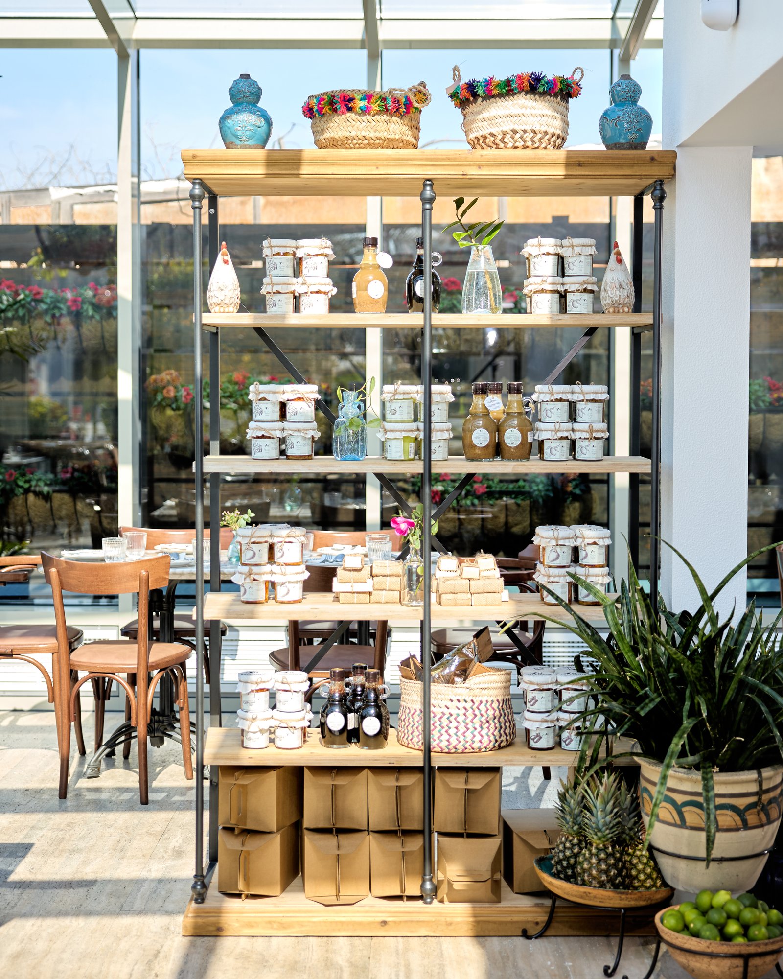 Villa Mamas Bahrain retail shelf of preserves and homeware